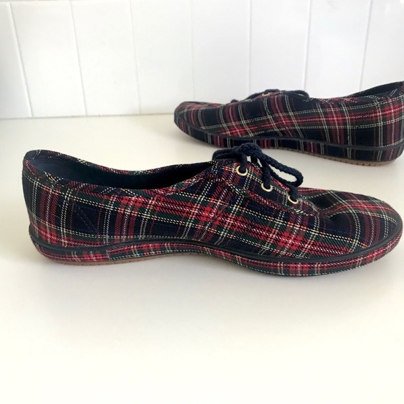 Vintage 1970’s plaid dark academia preppy sneakers lace up flats shoes - Picture 8 of 11